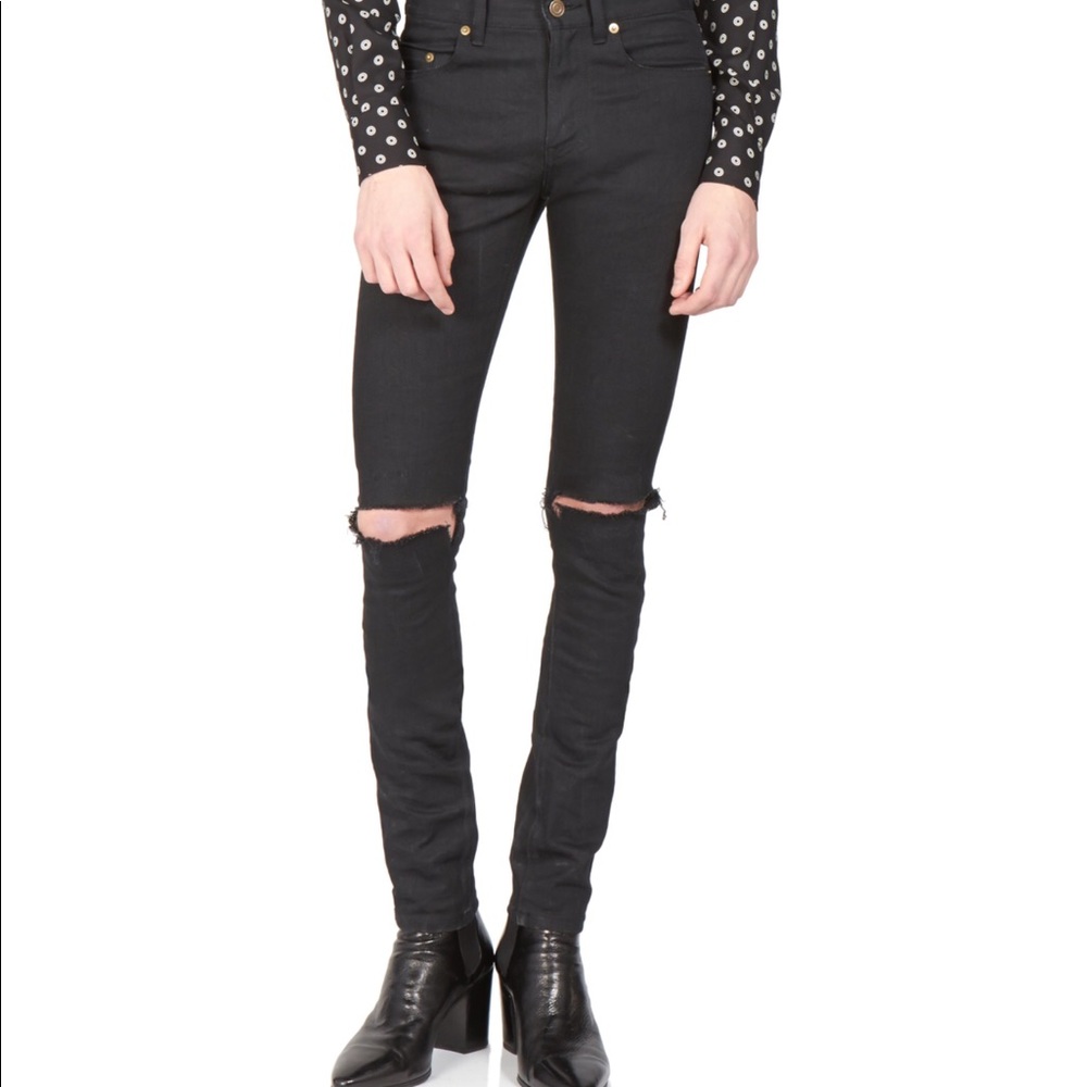 Authentic Saint Laurent distressed  black jeans
